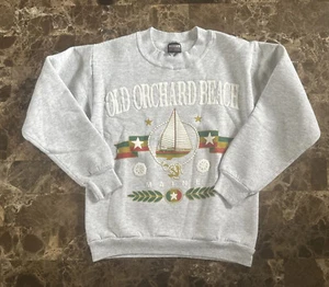 Vtg Harley Davidson Spellout Old Orchard Beach Sweatshirt Kids Sz L 14-16 1980s - Picture 1 of 9