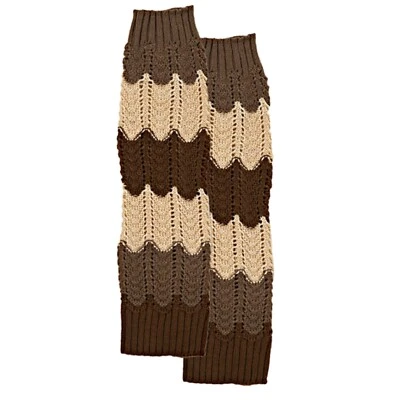 Calentadores de piernas Envy para mujer a rayas marrones de ganchillo - Nuevos con etiquetas Foto 1 de 2