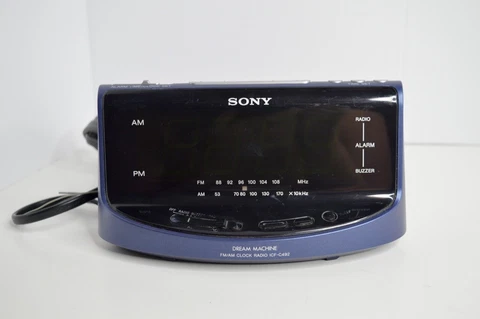 Sony Dream Machine Large Display Clock AM/FM Radio Alarm Snooze Blue  ICF-C492 Cover