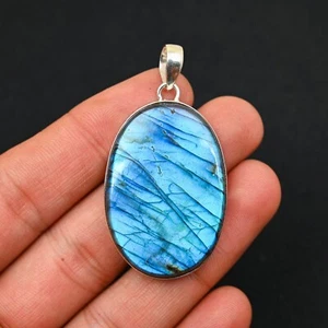 Colgante de joyería hecha a mano de plata de ley 925 con piedras preciosas de labradorita natural regalo - Imagen 1 de 4