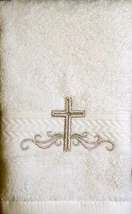 Baby Baptism Terrycloth with Silver Cross - Picture 1 of 2