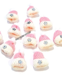 12 Stck. Babyparty Mädchen gehäkelt Mini Strick Mützen Party Gefälligkeiten rosa Nina Recuerdos  - Bild 1 von 4