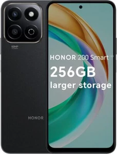 HONOR 200 Smart 5G Black 256GB 6.8" Dual Sim 50MP Android Sim Free Smartpho - Picture 1 of 7