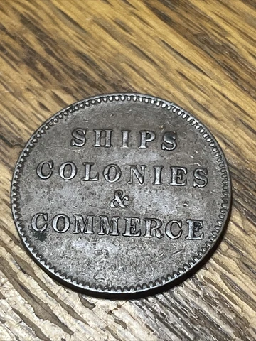 Canada Half Penny Token: Ships, Colonies and Commerce BR#997 Ex#2~Medal Flip Cover
