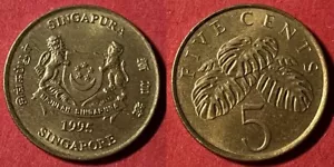 Singapore 1995 5 Cents fruit salad plant KM-99 Aluminum bronze UNC #9 US Seller - Picture 1 of 1