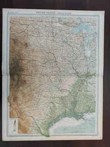VINTAGE MAP-THE TIMES ATLAS OF THE WORLD-UNITED STATES-CENTRAL SECTION-1922 - Picture 1 of 3