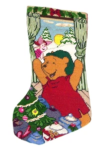 VTG Disney 1995 Winnie the Pooh Piglet Needlepoint Christmas Stocking - Picture 1 of 4