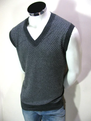 Banana Republic Suéter Chaleco Para Hombres XL Gris Mezcla de Lana Diamante Cuello Tejido Pullover Foto 1 de 4