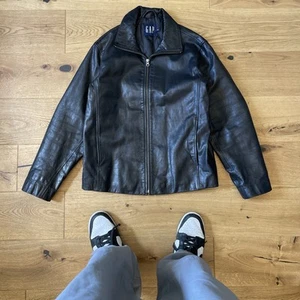Gap Black Leather Jacket High-quality Vintage Size small - Picture 1 of 6