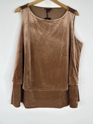 Tanque fácil tejido pana DG2 por Diane Gilman talla grande 1X Mocha NUEVO Foto 1 de 4