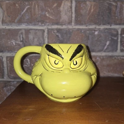 Taza de café The Grinch cara esculpida cerámica verde Vandor Dr. Seuss 2018 16 OZ Foto 1 de 4