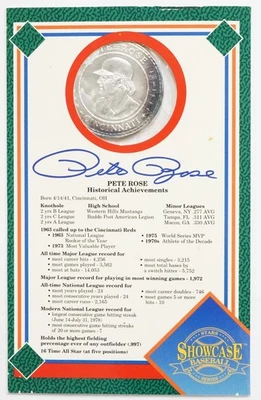 1992 Stars Showcase Béisbol Edición Limitada Pete Rose .999 Plata Redondo Foto 1 de 3