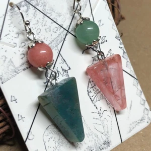 Estella - Mismatched triangle gemstone earrings - Amazonite, Cherry Quartz and B - Picture 1 of 2