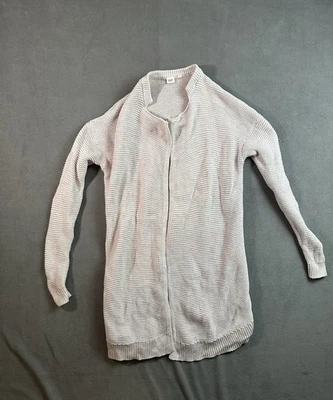 Cárdigan suéter manga larga frente abierto Gap para mujer talla pequeña rosa/blanco Foto 1 de 4