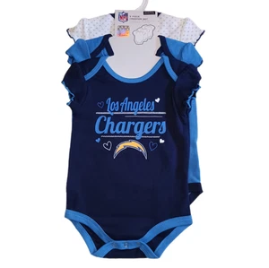 NFL Los Angeles Chargers 6/9 M Baby Mädchen 3-teiliges Creeper Set 6-9 Monate - Bild 1 von 11