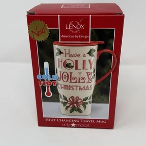 NEU MACY'S LENOX WÄRMEWECHSELNDER REISEBECHER 20 OZ. KALTE/HEISSE STECHPALME LUSTIGE WEIHNACHTEN - Bild 1 von 6