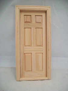 DOOR - 6 PANEL INTERIOR  dollhouse miniature wooden 6007 Fairy Door 1/12 scale - Picture 1 of 4