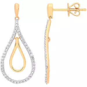 0.25ct Natural Round Brilliant Cut Diamond Claw-set Drop Earring Yellow Gold - Bild 1 von 6