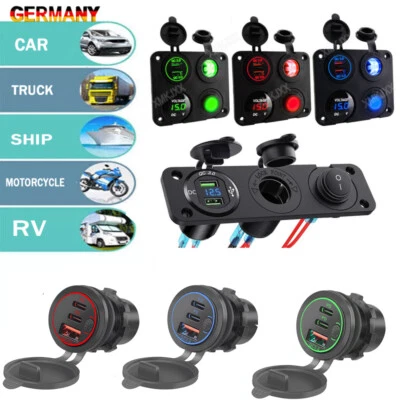 Auto 12V Zigarettenanzünder Steckdose KFZ Einbau Buchse mit Dual USB Ladegerät - Bild 1 von 4