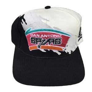 Vintage Logo Athletics San Antonio Spurs Splash Snapback Hat Cap Black Gray NBA - Picture 1 of 15