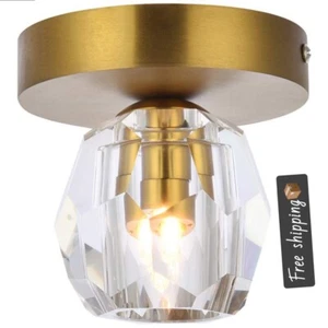 ámbar 1 luz montaje empotrado acabado deslizante vidrio transparente pantalla facetada (caja abierta) - Imagen 1 de 2