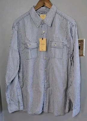 Tre Vero Shirt Men's XL Blue Check Long Sleeve Button Down 100% Cotton Pocket - Image 1 of 4