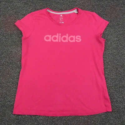 Camisa Adidas Mujer XL Climalite Rosa Manga Corta Transpirable Correr Damas Foto 1 de 4