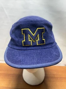 VTG 90s University of Michigan Cord SnapBack Hat U of M Corduroy Wolverines - Picture 1 of 11