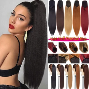 Yaki Real Natural Extension Afro Kinky Ponytail Clip in Hair Piece AS Human Long - Picture 1 of 17