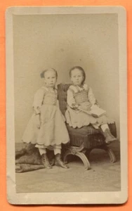 CDV Halle, Deutschland, Porträt von 2 Geschwistern, von Hopfner, um 1870er Jahre Backstamp - Bild 1 von 3