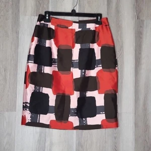 Falda lápiz Kate Spade para mujer 6 Jordan mezcla de seda forrada abstracta colorida - Imagen 1 de 9