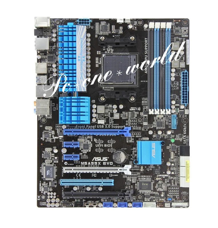 Asus M5A99X EVO Motherbroad DDR3 DIMM AMD 990X Socket AM3+ USB3.0 ATX eSATA 32GB - Image 1 of 4