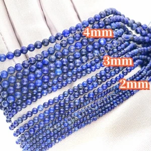 Cuentas redondas sueltas de lapislázuli de piedra natural de 2/3/4 mm para hacer pulseras - Imagen 1 de 6