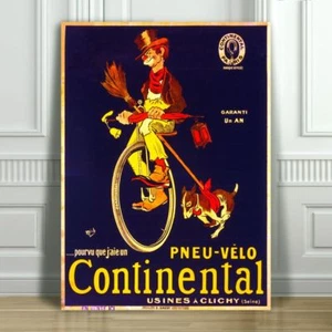 VINTAGE BICYCLE AD CANVAS ART PRINT POSTER - Continental - 32x24" - Picture 1 of 1