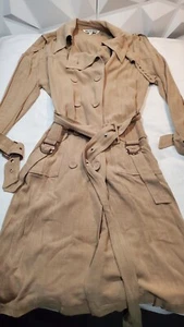 walter baker trench coat belted tan jacket sz m - Bild 1 von 13