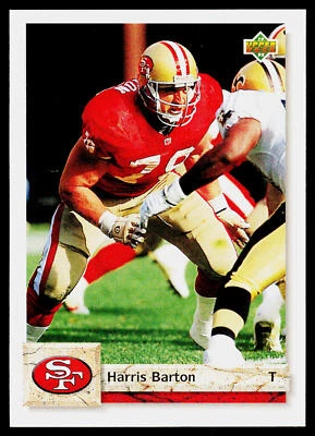 Harris Barton, 1992 Upper Deck Football Card, #430, San Francisco 49ers, - Image 1 of 2