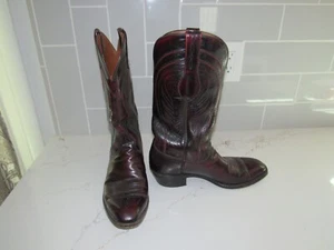 Vintage Lucchese L6608 Black Cherry Western Cowboy Boots Mens Size 10 2E - Picture 1 of 8