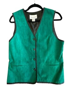 Diane von Furstenberg Vintage Weste Grün Leder Wildleder Medium ST PATRICKS DAY - Bild 1 von 6