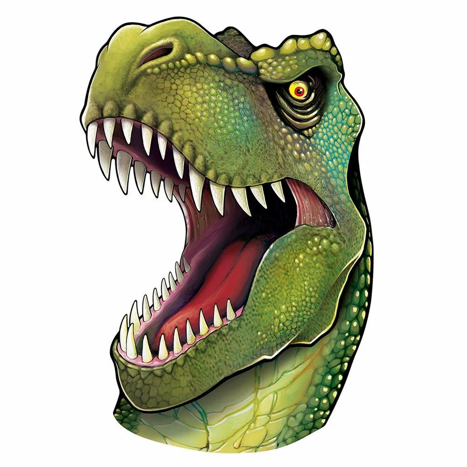 T-REX HEAD LARGE (34") CUTOUT DINOSAURS STYLE PARTY DECORATION - Image 1 of 1