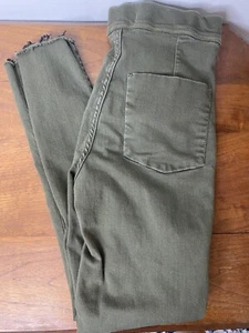 Free People Womens Pants 27 Olive Green Straight Skinny Slim Stretch Raw Hem - Picture 1 of 4