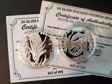 2016 Mythical Creatures DRAGON & PHOENIX - UK Silver Stackers 1 oz .999 Silver