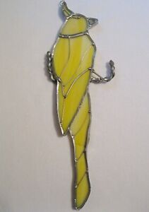 Vintage Stained Glass Suncatcher Yellow Bird