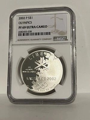 2002 P Olympics Proof Commemorative Silver Dollar - NGC PF 69 UC - Image 1 of 2