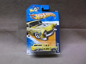 HOT WHEELS 2012 #148 YELLOW 8 CRATE 1955 1956 FORD 2 DOOR STATION WAGON MOONEYES - Picture 1 of 3
