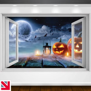 HAPPY HALLOWEEN PUMPKINS Wall Decal Sticker Vinyl Window View - Picture 1 of 2