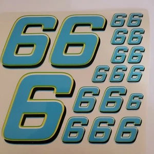 Blue w/Yellow/Black/Lime #6's Racing Numbers Vinyl Decal Sheet 1/10-1/12 slash - Picture 1 of 11