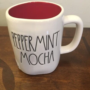 Rea Dunn Pfefferminz Mokka Zuckerstange zweiseitig rot innen Becher LL. Neu - Bild 1 von 3