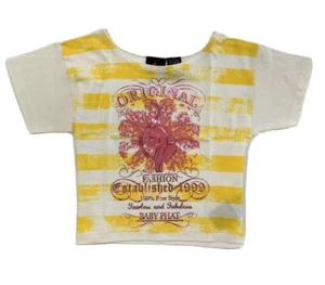 TOP BAMBINA PHAT - GIALLO A RIGHE TG 4 - CAMICIA MANICA CORTA STAMPATA ROSA - Foto 1 di 1