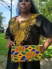 African Kente Print Clutch Purse , Ankara Fabric Clutch , African Cloth Purse.
