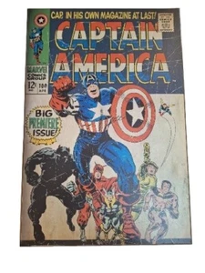 CAPTAIN AMERICA BLACK PANTHER...COMIC BOOK COVER REPRO.  WOODEN WALL HANGING - Picture 1 of 4